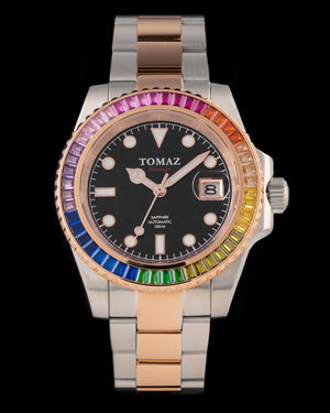 
                  
                    Load image into Gallery viewer, Tomaz Men&amp;#39;s Watch GR01BS-D5 (Silver/Rosegold) with Rainbow Swarovski (Silver Rosegold Stainless Steel)
                  
                