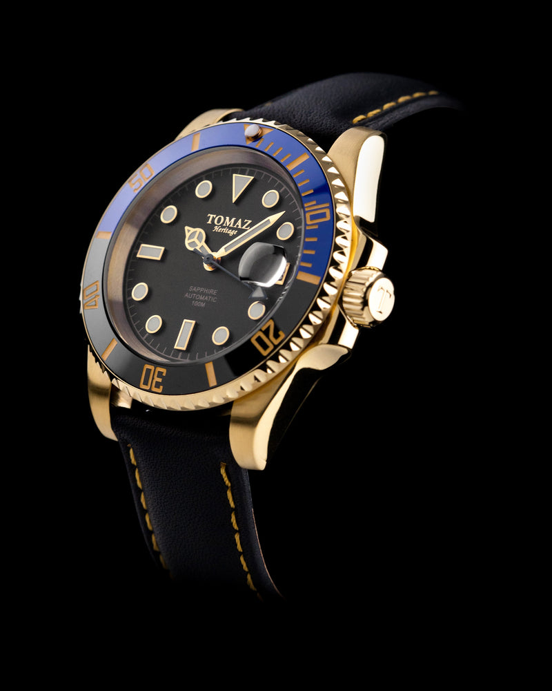
                  
                    Load image into Gallery viewer, Tomaz Men&amp;#39;s Watch GR01L-D4 (Gold/black) Black Leather Strap
                  
                