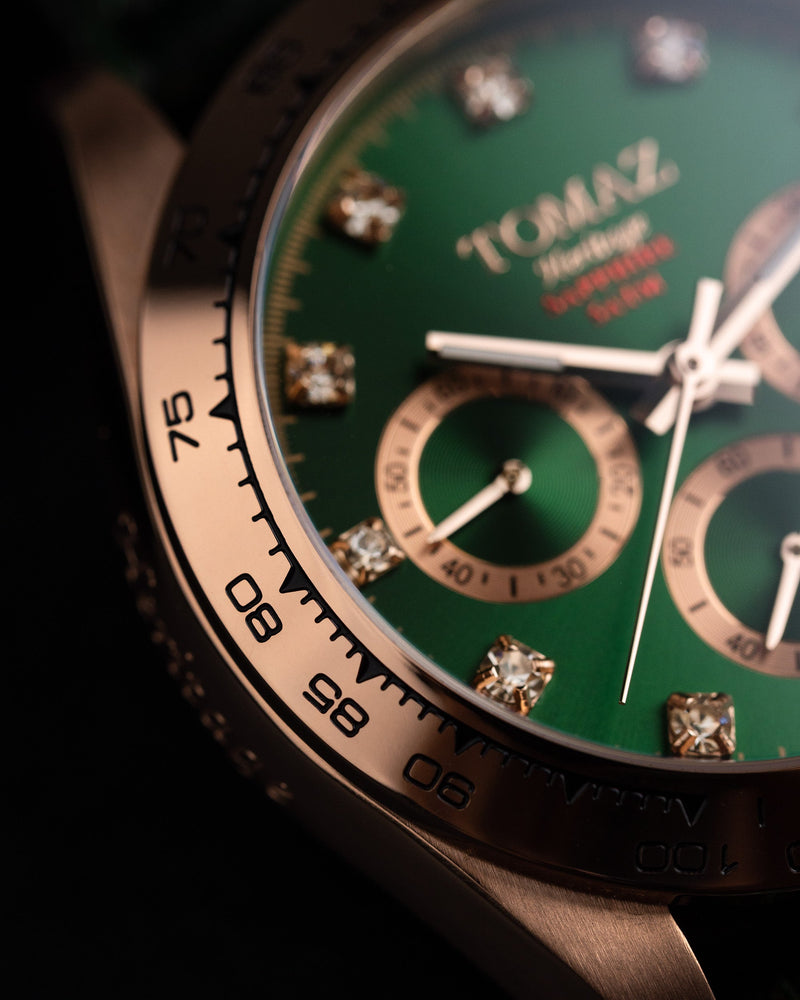 
                  
                    Load image into Gallery viewer, Tomaz Men&amp;#39;s Watch GR02-D12 (Rosegold/Green) Green Bamboo Leather Strap
                  
                