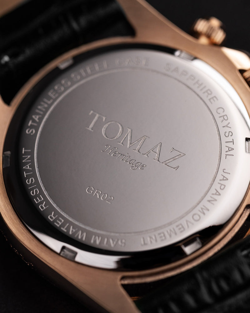 
                  
                    Load image into Gallery viewer, Tomaz Men&amp;#39;s Watch GR02-D8 (Rosegold/Coffee) Black Leather Strap
                  
                