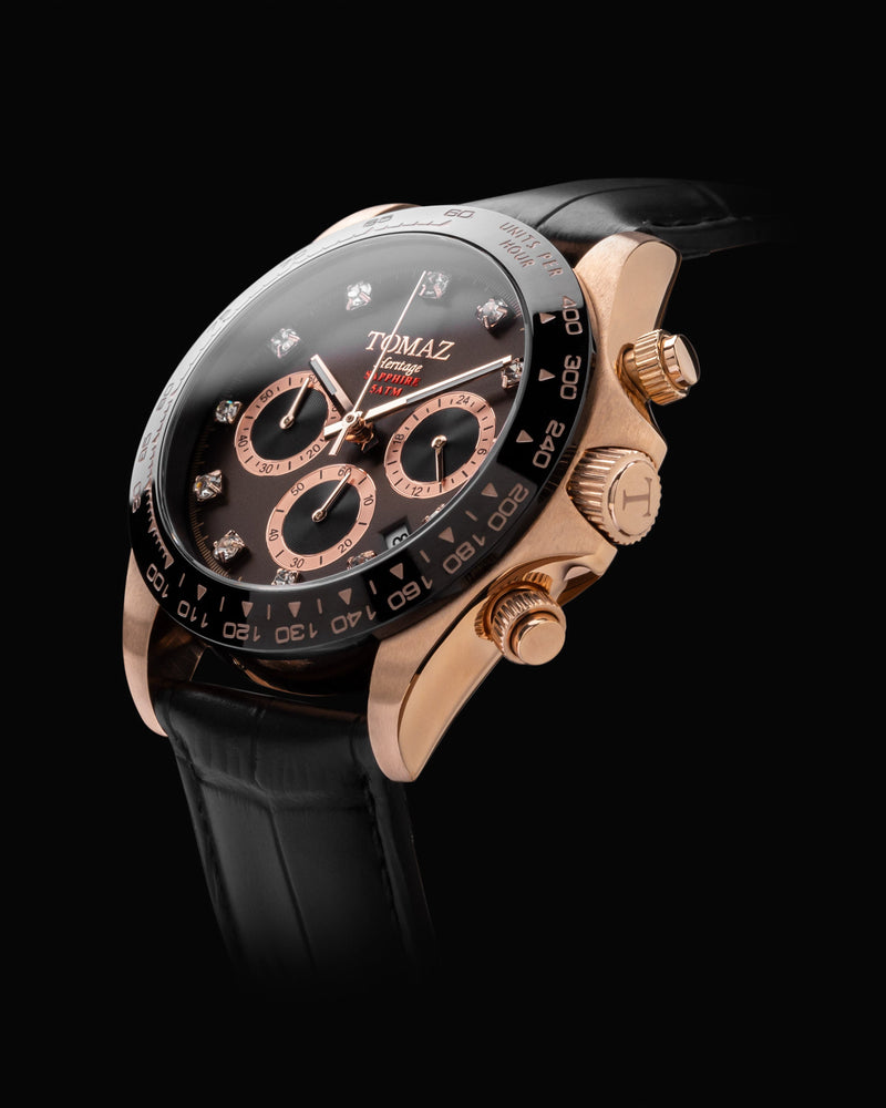 
                  
                    Load image into Gallery viewer, Tomaz Men&amp;#39;s Watch GR02-D8 (Rosegold/Coffee) Black Leather Strap
                  
                