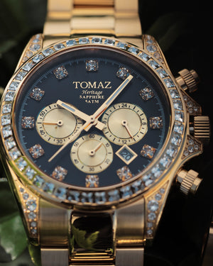 
                  
                    Load image into Gallery viewer, Tomaz Ladies Watch GR02L-D2 (Gold/Black) with White Swarovski (Gold Stainless Steel)
                  
                