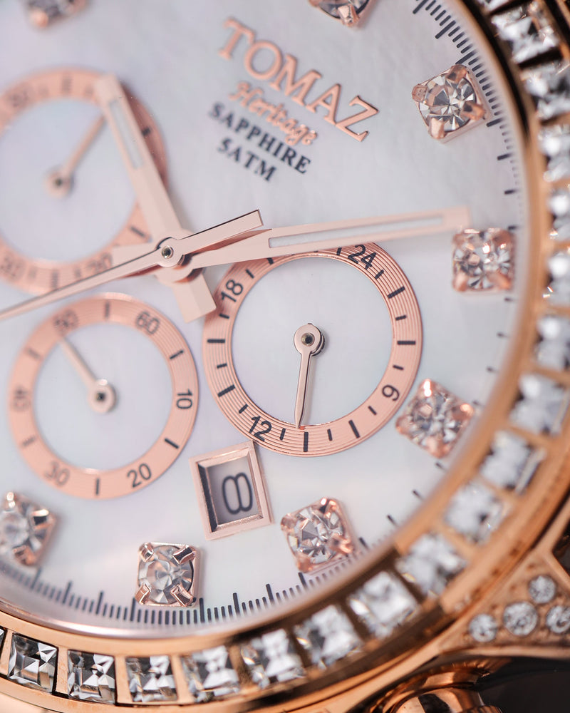 
                  
                    Load image into Gallery viewer, Tomaz Ladies Watch GR02L-D4 (Rosegold/White) with White Swarovski (Rosegold Stainless Steel)
                  
                