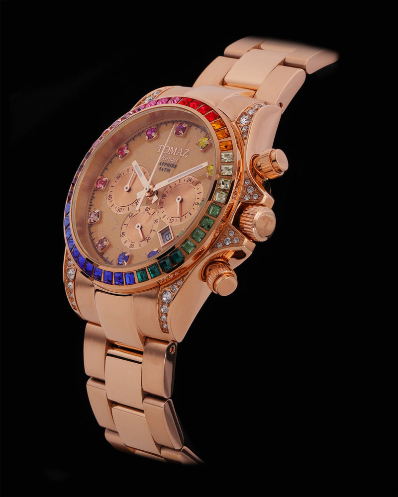 
                  
                    Load image into Gallery viewer, Tomaz Ladies Watch GR02L-D6 (Rosegold) with Rainbow Swarovski (Rosegold Stainless Steel)
                  
                