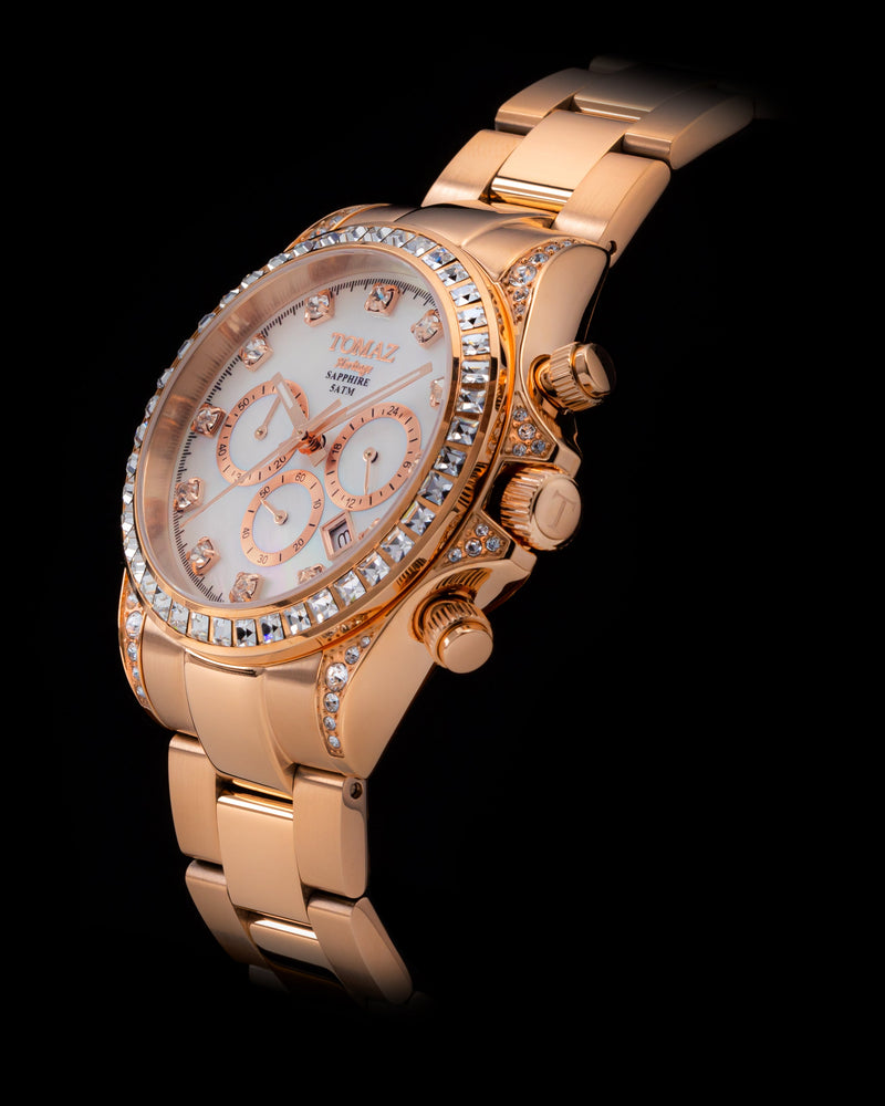 
                  
                    Load image into Gallery viewer, Tomaz Ladies Watch GR02L-D4 (Rosegold/White) with White Swarovski (Rosegold Stainless Steel)
                  
                