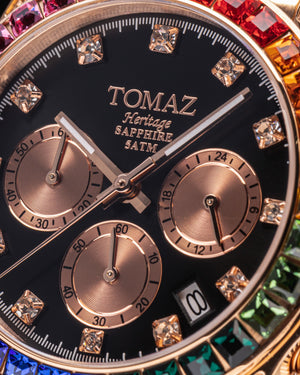 
                  
                    Load image into Gallery viewer, Tomaz Men&amp;#39;s Watch GR02M-D1 (Rosegold/Black) with Rainbow Swarovski (Rosegold Stainless Steel)
                  
                