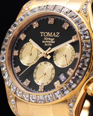 
                  
                    Load image into Gallery viewer, Tomaz Men&amp;#39;s Watch GR02M-D2 (Gold/Black) with White Swarovski (Gold Stainless Steel)
                  
                