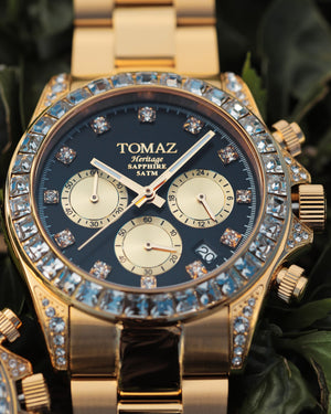 
                  
                    Load image into Gallery viewer, Tomaz Men&amp;#39;s Watch GR02M-D2 (Gold/Black) with White Swarovski (Gold Stainless Steel)
                  
                