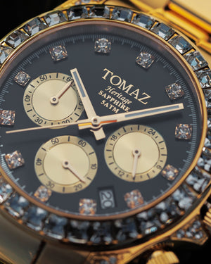 
                  
                    Load image into Gallery viewer, Tomaz Men&amp;#39;s Watch GR02M-D2 (Gold/Black) with White Swarovski (Gold Stainless Steel)
                  
                