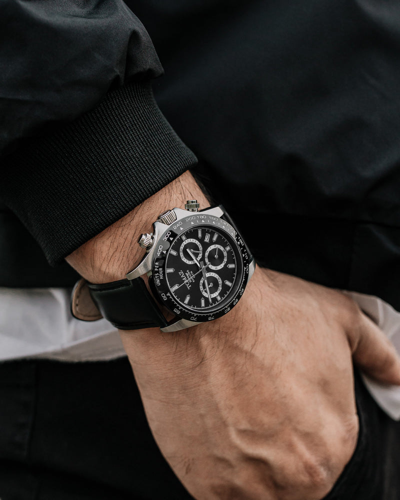 Tomaz Men's Watch GR02-D2 (Silver/Black) Black Leather Strap