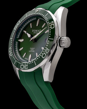 
                  
                    Load image into Gallery viewer, Trident  GR03A-D2 (Silver/Green) Green Silicone Strap
                  
                