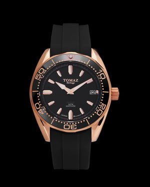 
                  
                    Load image into Gallery viewer, Trident  GR03A-D3 (Rosegold/Black) Black Silicone Strap
                  
                