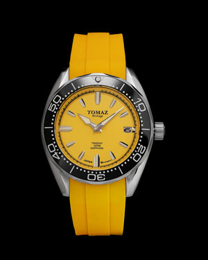 
                  
                    Load image into Gallery viewer, Trident  GR03A-D4 (Silver/Black) Yellow Silicone Strap
                  
                