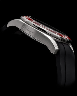 
                  
                    Load image into Gallery viewer, Trident GR03A-D5 (Silver/Red) Black Silicone Strap
                  
                