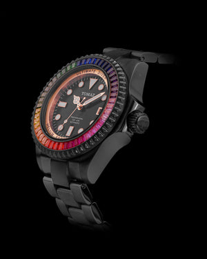 
                  
                    Load image into Gallery viewer, Ultimate Diver GR06-D10 (Black) with Rainbow Swarovski (Black Stainless Steel)
                  
                