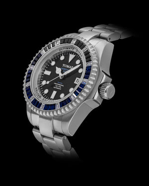
                  
                    Load image into Gallery viewer, Ultimate Diver GR06-D1 (Silver/Black) with Navy Black White Swarovski (Silver Stainless Steel)
                  
                