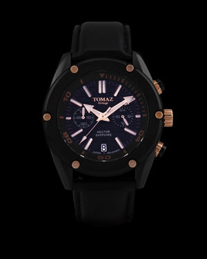 
                  
                    Load image into Gallery viewer, Hector GR04B-D6 (Black/Navy) Black Leather Strap
                  
                