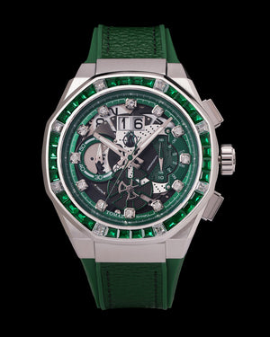 
                  
                    Load image into Gallery viewer, Marvel Hulk TQ023F-D3 (Silver/Green) with Green Crystal (Green Leather with Silicone Strap)
                  
                