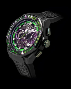 
                  
                    Load image into Gallery viewer, Marvel Hulk TQ023F-D2 (Black/Green) with Green Purple Crystal (Black Leather with Silicone Strap)
                  
                