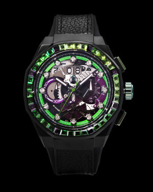 
                  
                    Load image into Gallery viewer, Marvel Hulk TQ023F-D2 (Black/Green) with Green Purple Crystal (Black Leather with Silicone Strap)
                  
                