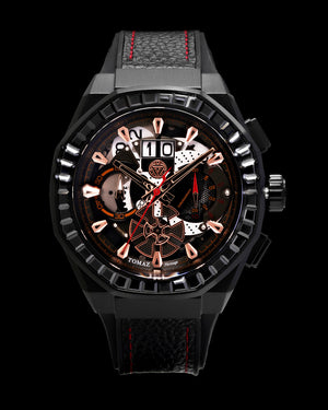 
                  
                    Load image into Gallery viewer, Marvel Iron Man TQ023C-D2 (Black) with Black Crystal (Black Leather with Silicone Strap)
                  
                