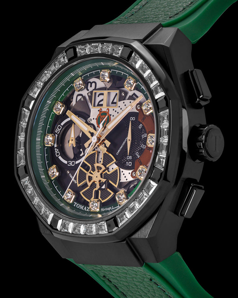 
                  
                    Load image into Gallery viewer, Marvel Loki TQ023E-D1 (Black/Green) with White Black Crystal (Green Leather with Silicone Strap)
                  
                