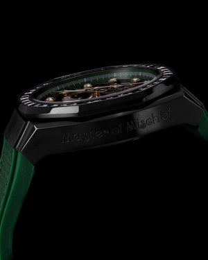 
                  
                    Load image into Gallery viewer, Marvel Loki TQ023E-D1 (Black/Green) with White Black Crystal (Green Leather with Silicone Strap)
                  
                