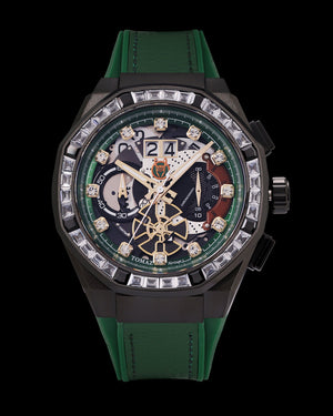 
                  
                    Load image into Gallery viewer, Marvel Loki TQ023E-D1 (Black/Green) with White Black Crystal (Green Leather with Silicone Strap)
                  
                