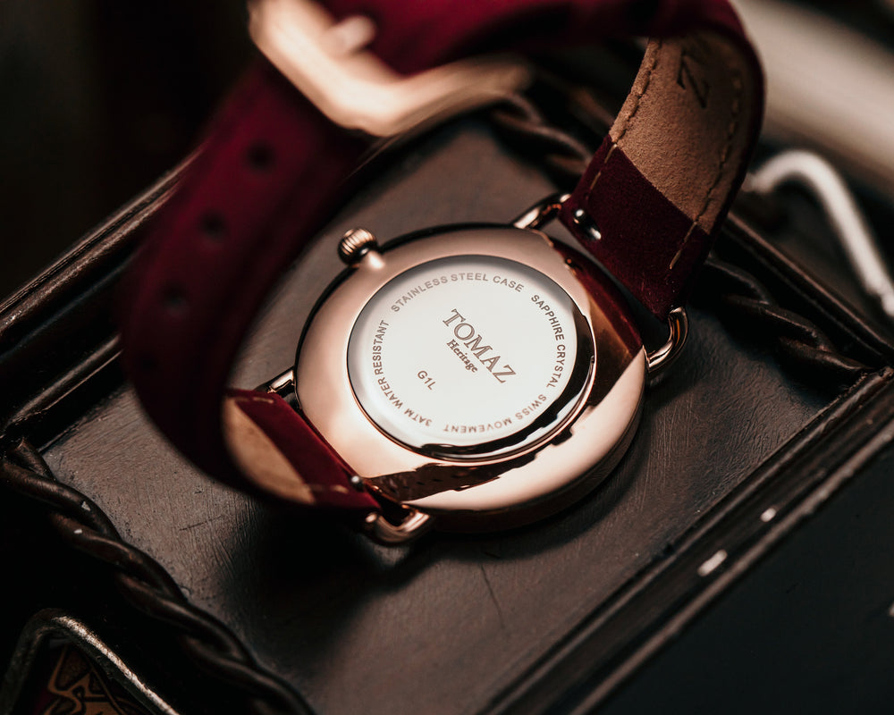 
                  
                    Load image into Gallery viewer, Tomaz Ladies Watch G1L-D11L (Rose Gold/Green) Maroon Suede Strap
                  
                