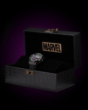 
                  
                    Load image into Gallery viewer, Marvel Hulk TQ023F-D2 (Black/Green) with Green Purple Crystal (Black Leather with Silicone Strap)
                  
                