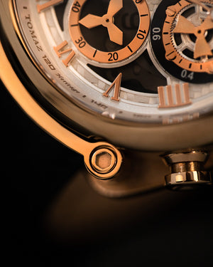 
                  
                    Load image into Gallery viewer, Xavier TW026-D1 (Rosegold/White) Black Bamboo Leather Strap
                  
                