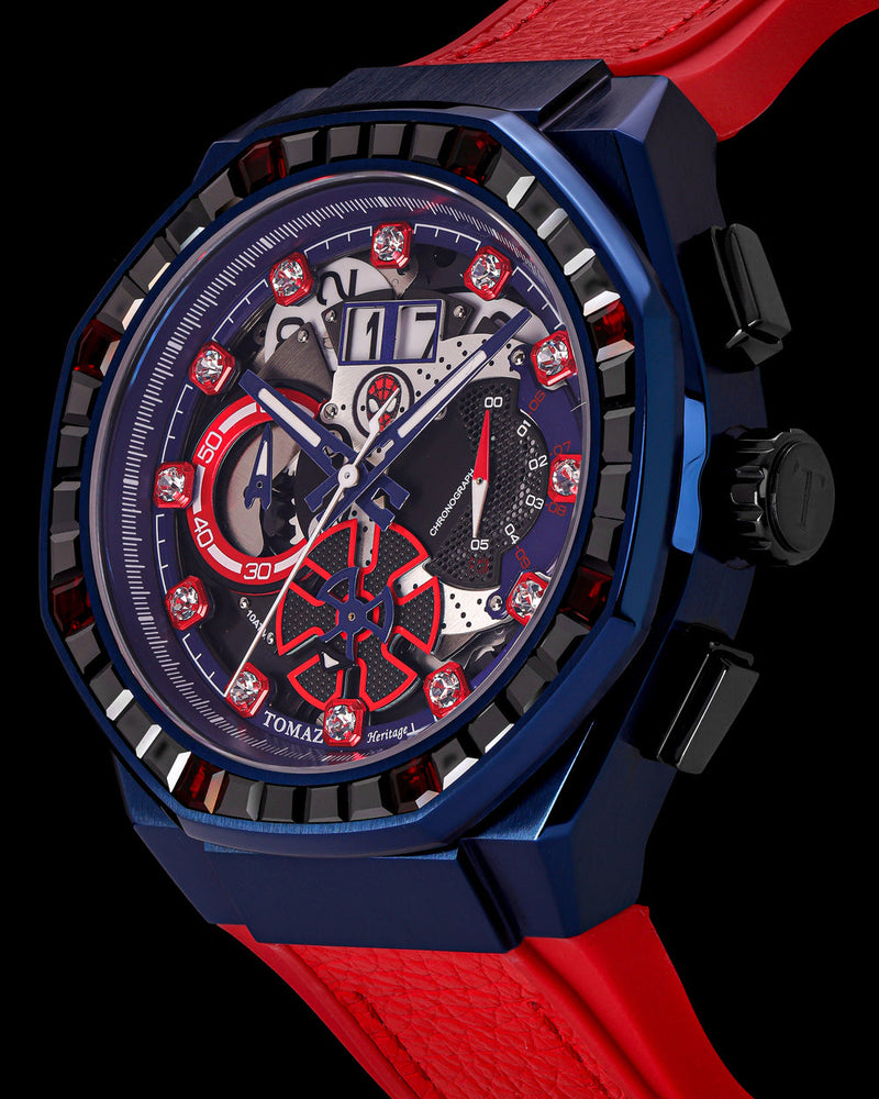 
                  
                    Load image into Gallery viewer, Marvel Spider-Man TQ023L-D1 (Blue) with Black Crystal (Red Leather with Silicone Strap)
                  
                