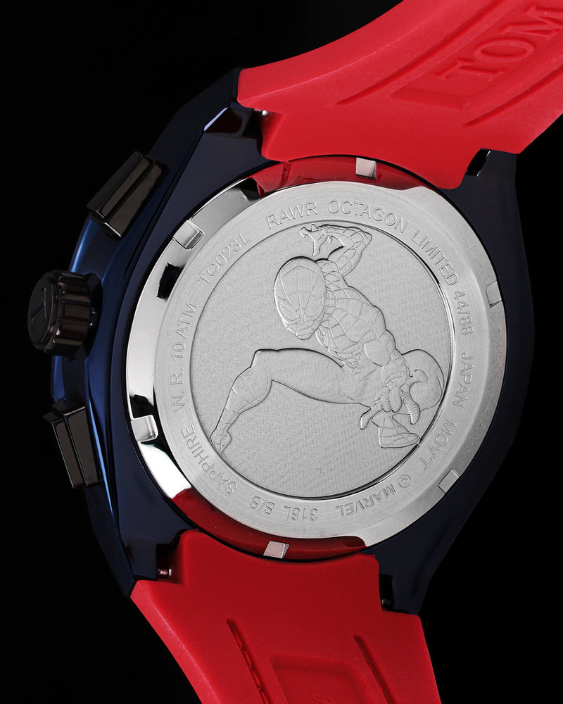 
                  
                    Load image into Gallery viewer, Marvel Spider-Man TQ023L-D1 (Blue) with Black Crystal (Red Leather with Silicone Strap)
                  
                