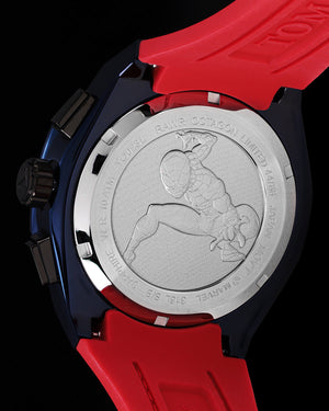 
                  
                    Load image into Gallery viewer, Marvel Spider-Man TQ023L-D1 (Blue) with Black Crystal (Red Leather with Silicone Strap)
                  
                