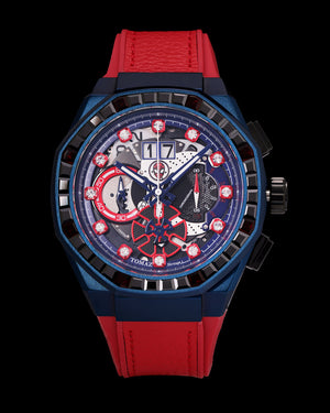 
                  
                    Load image into Gallery viewer, Marvel Spider-Man TQ023L-D1 (Blue) with Black Crystal (Red Leather with Silicone Strap)
                  
                