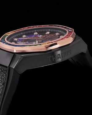 
                  
                    Load image into Gallery viewer, Marvel Thanos TQ023I-D1 (Black/Rosegold) with Rainbow Crystal (Black Leather with Silicone Strap)
                  
                