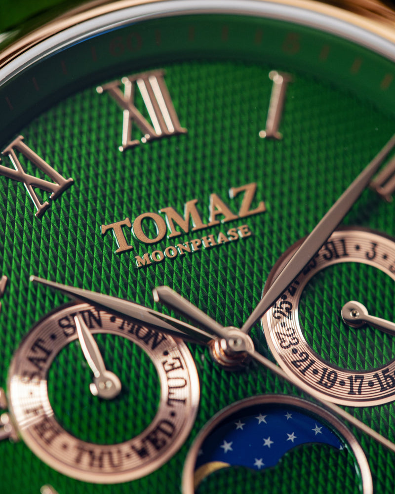 
                  
                    Load image into Gallery viewer, Tomaz Men&amp;#39;s Watch TQ003M-D8 (Rosegold/Green) Green Bamboo Leather Strap
                  
                