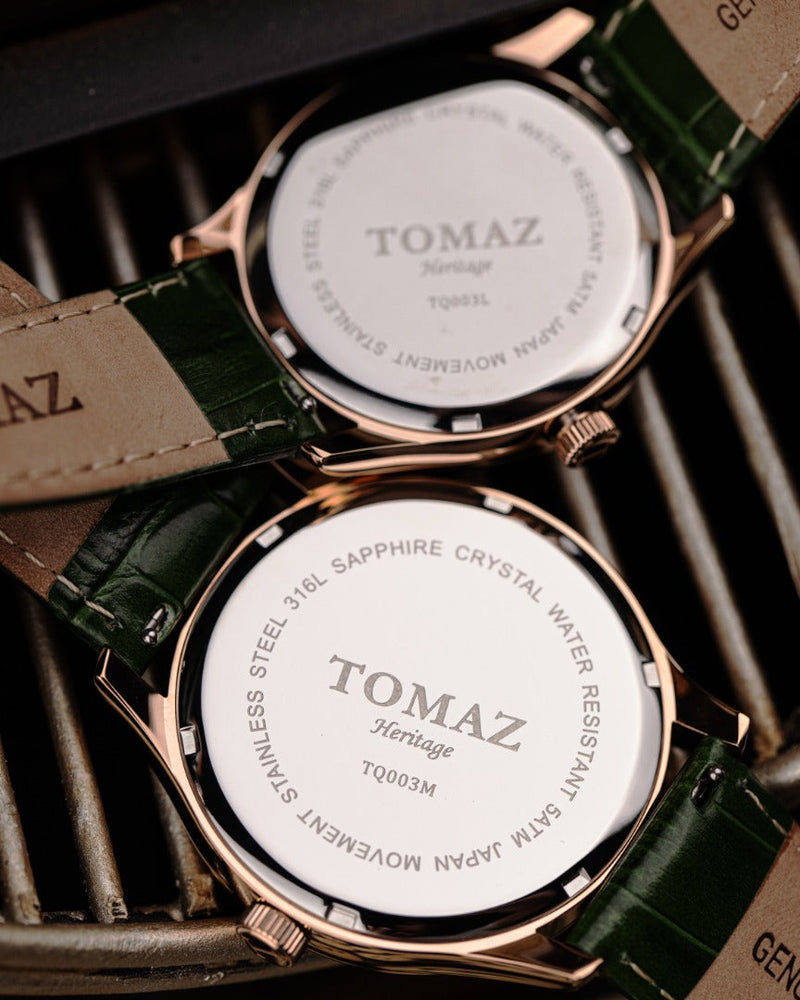 
                  
                    Load image into Gallery viewer, Tomaz Men&amp;#39;s Watch TQ003M-D8 (Rosegold/Green) Green Bamboo Leather Strap
                  
                