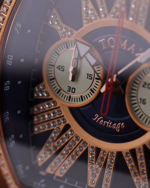 
                  
                    Load image into Gallery viewer, Tomaz Men&amp;#39;s Watch TQ012A-D1 (Rosegold/Navy) with Swarovski (Navy Bamboo Leather Strap)
                  
                