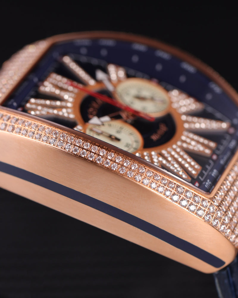 
                  
                    Load image into Gallery viewer, Tomaz Men&amp;#39;s Watch TQ012A-D1 (Rosegold/Navy) with Swarovski (Navy Bamboo Leather Strap)
                  
                