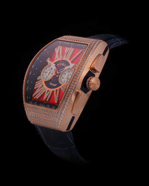 
                  
                    Load image into Gallery viewer, Tomaz Men&amp;#39;s Watch TQ012A-D9 (Rosegold/Red) with Swarovski (Navy Bamboo Leather Strap)
                  
                