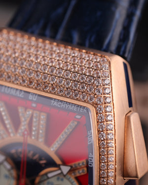 
                  
                    Load image into Gallery viewer, Tomaz Men&amp;#39;s Watch TQ012A-D9 (Rosegold/Red) with Swarovski (Navy Bamboo Leather Strap)
                  
                