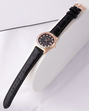 
                  
                    Load image into Gallery viewer, Tomaz Ladies Watch TQ017L-D23 Pearl (Rose Gold/Black) with Rainbow Swarovski (Black Bamboo Leather Strap)
                  
                