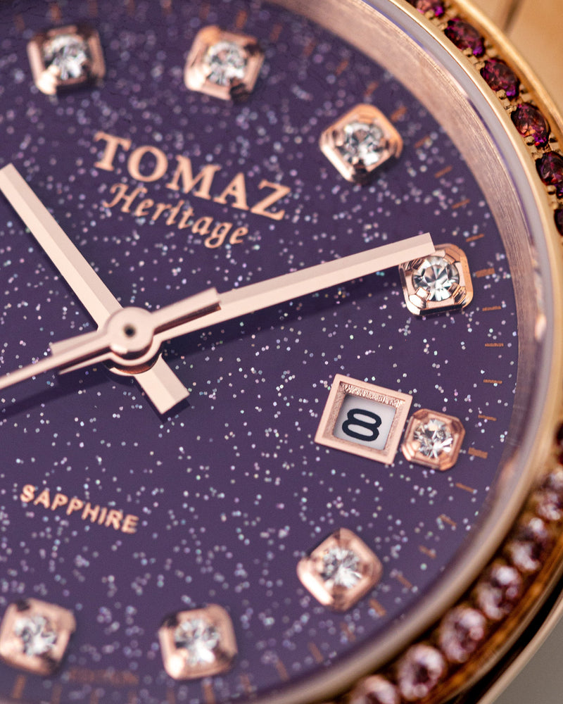 
                  
                    Load image into Gallery viewer, Tomaz Ladies Watch TQ017L-D24 Stardust (Rosegold/Purple) with Purple Swarovski (Rosegold Stainless Steel)
                  
                