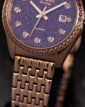 
                  
                    Load image into Gallery viewer, Tomaz Ladies Watch TQ017L-D25 Stardust (Rose Gold/Dark Purple) with Purple Swarovski (Rosegold Stainless Steel)
                  
                