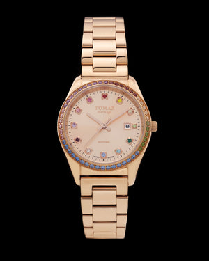 
                  
                    Load image into Gallery viewer, Tomaz Ladies Watch TQ017L-D31 (Rosegold) with Rainbow Swarovski (Rosegold Stainless Steel)
                  
                