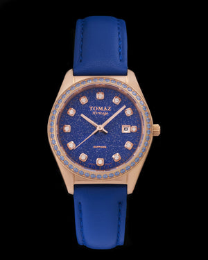 
                  
                    Load image into Gallery viewer, Tomaz Ladies Watch TQ017L-D37 Stardust (Rose Gold/Blue) with Blue Swarovski (Blue Leather Strap)
                  
                