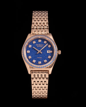 
                  
                    Load image into Gallery viewer, Tomaz Ladies Watch TQ017L-D40 Stardust (Rose Gold/Blue) with Blue Swarovski (Rosegold Stainless Steel)
                  
                