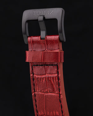 
                  
                    Load image into Gallery viewer, Jezper TQ021A-D1 (Black/Red) Red Bamboo Leather Strap
                  
                