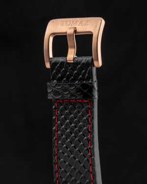 
                  
                    Load image into Gallery viewer, Jezper TQ021A-D4 (Rosegold/Black/Red) Black Salmon Leather Strap
                  
                